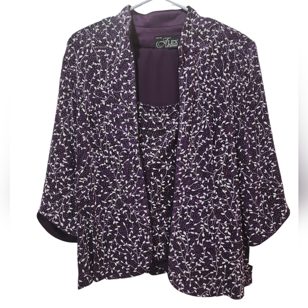 NWT Vtg Alex evenings 3 piece outfit, small women's. Jacket tank and gauze pants